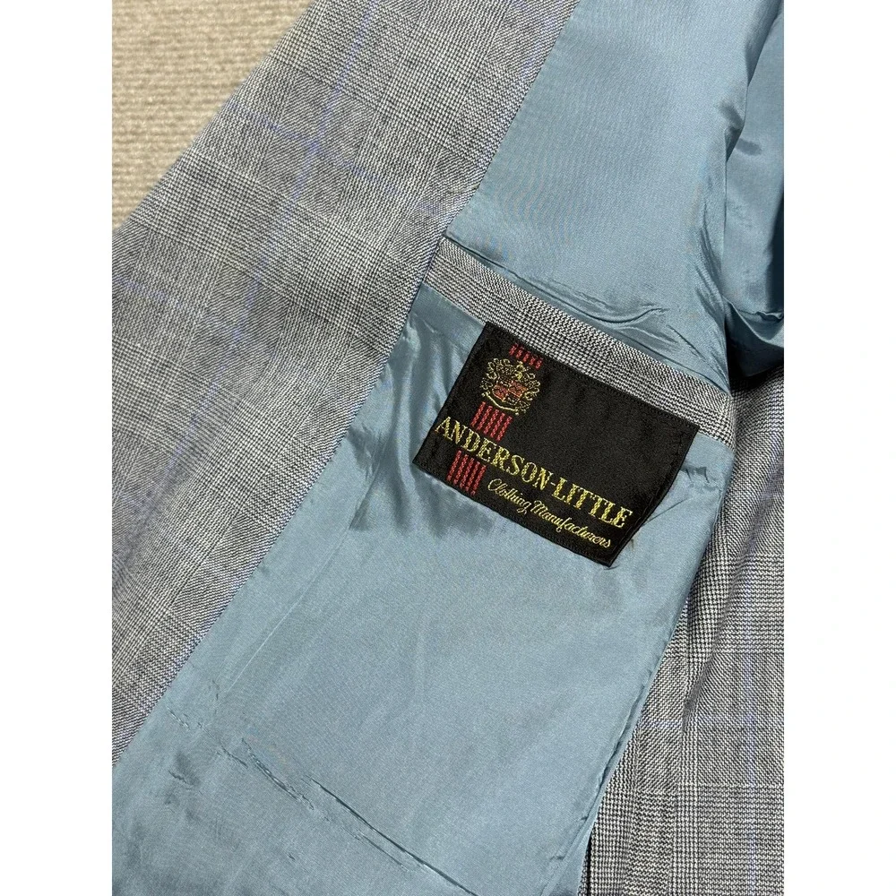 Vintage Anderson Little Suit Mens Medium Gray Wool Plaid 2 Piece Made USA 70s‎